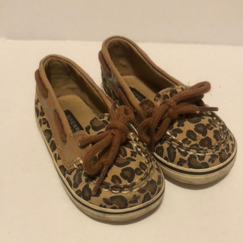 Sperry Baby Girls Size 4M Cheetah Print Boat Shoes